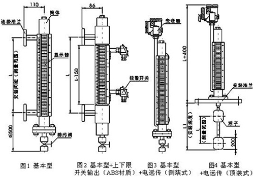 磁性遠傳液位計結(jié)構(gòu)外形圖